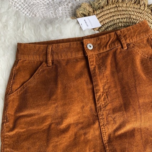 Cotton on rust corduroy mini skirt. Cotton on corduroy tan brown skirt NWT - Picture 2 of 5